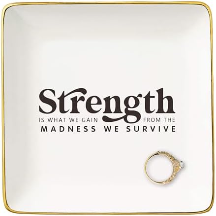 Inspirational Quotes Gifts for Women-Affirmations Reminder Present-Positive Motivational Encouragement Present,Strength is What We Gain-Christmas Gifts-Jewelry Tray Trinket Holder Ring Dish by NZY