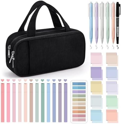 Jutom 39 Pcs Aesthetic Book Annotation Kit,Black,Classic Style by Jutom