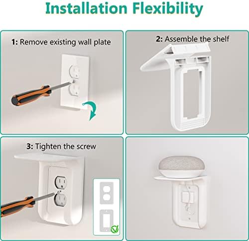 WALI Outlet Shelf Wall Holder,Bathroom Walls Shelves up to 10lbs Standard Vertical Duplex Wall Shelf Organizer for Smart Home Decor Space Saving Power Tools, Toothbrush (OLS002-W), 2 Pack, White - Image 5
