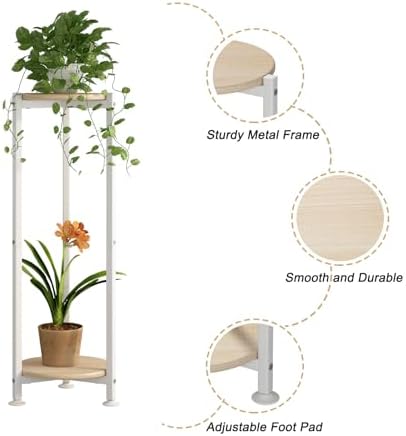 2 Tier Plant Stand Indoor Corner Tall Round Shape Plant Shelf - Image 5