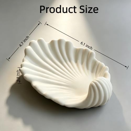 Seashell Ceramic Jewelry Tray, Small Trinket Dish, Matte White - Image 3