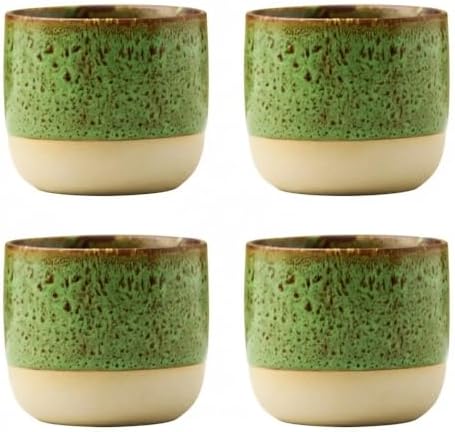 Ceramic Tea Cups 7oz Japanese Style Ceramic Tea Set, Tea Cup, Herbal Tea Coffee Cup, Espresso Cups Small Modern Yerba Mate Ceramic Mate Cup Sets of 4 Green by chooguang