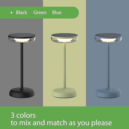 Cocktail Style Solar Table Lamp, USB-C, Dimmable, Green, 1Pk - Image 7