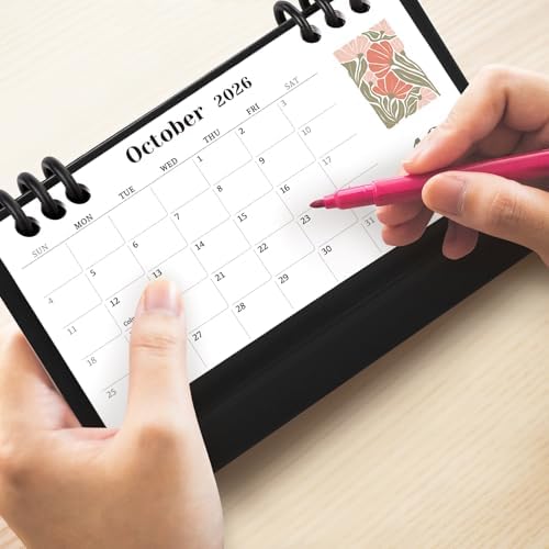 Small Desk Calendar 2026-2027, Flower Mini Desk Calendar (From September 2026 to December 2027) Flip Desktop Standing Calendar, Monthly Planner Cute Calendar, School Home Office Supplies - Image 6