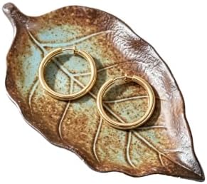 Ceramic Leaf Jewelry Dish,5.9in Jewelry Tray,Ring Holder Dish(Brown) by Unknown