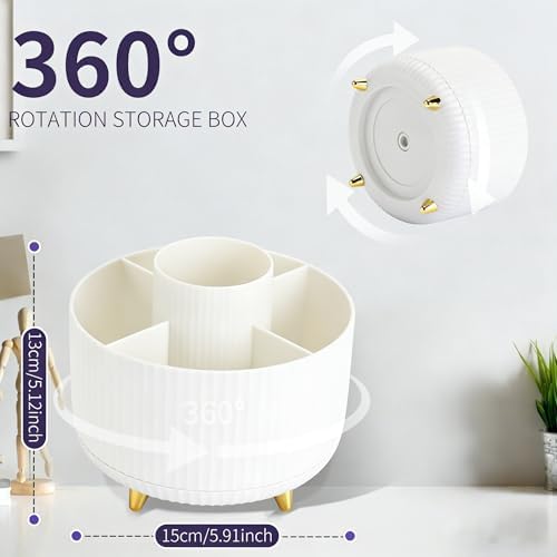 Camelmother 360°Rotating Pen&Pencil Holder For Desk With 5Slots Cute Office - Image 2