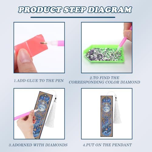 8 Pack Diamond Painting Bookmark, Diamond Art Bookmarks DIY Kit for Adult - Image 5