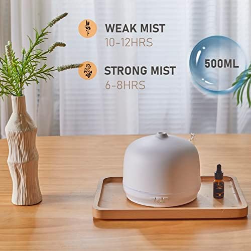 Ceramic Essential Oil Diffusers for Home Large Room, Aromatherapy Scent Air Diffuser Ultrasonic Aroma Defusers 500ml with Timed—White - Image 3