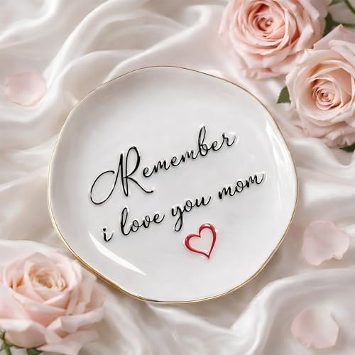 Gifts for Mom, Ring Dish Jewery Tray, White Ceramic Trinket Dish Tray Jewelry Ring Earring Organizers, Birthday Mothers Day Christmas Gift for Mom by Unknown