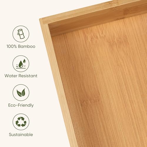 Vincona Bamboo Drawer Organizers Set, 5-Piece Multi-Use Wood Storage Organizers, Desk Drawer Tray for Kitchen, Bathroom, Office, Dresser, Bamboo Box Bin for Jewelry, Makeup, Junk, Gadgets - Image 3