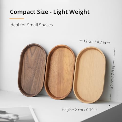Vandroop Acacia Wooden Mini Serving Tray Set of 2, Tea&Coffee Table Tray - Image 4