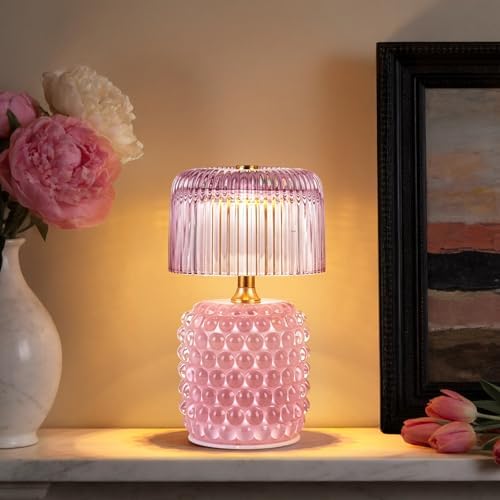 Small Battery Operated Lamp with Timer, Pearl, Purple - Image 5