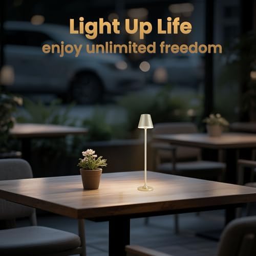 Timjorman RGB Palm-Sized Cordless Table Lamp, Rechargeable Touch Metal Bedside Lamp, 3 Brightness 3000K Warm Light, Small Table Lamp for Bedroom, Restaurant, Patio, Camping (Champagne Gold 1 Pack) - Image 2