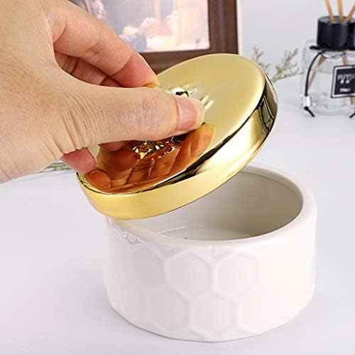 Hipiwe Ceramics Jewelry Box with Golden Bee Lid - Small Jewelry Display Organizer Holder Trinket Storage Tank Container for Home Decor,Gift for Women - Image 6