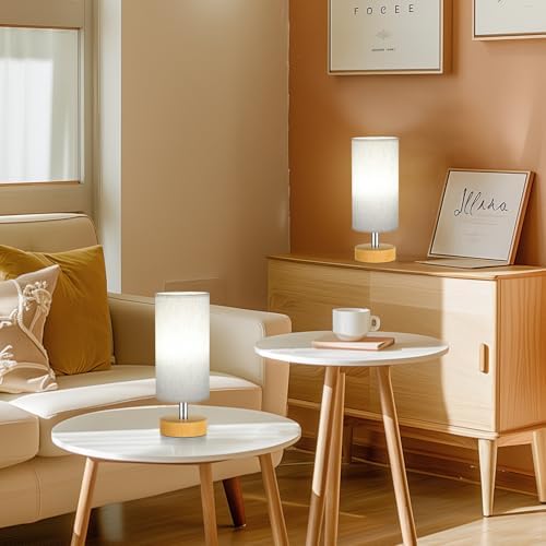 Table Lamps Set of 2 （Cream Shade - Wood Base, 11.6" Inline Control） - Image 6