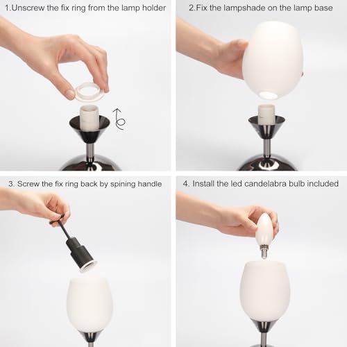 Touch Control Table Lamp Dimmable Small Lamp, Ambient Light with Opal Glass Shade Simple Night Light, Modern Accent Lamp Bedside Nightstand Lamp for Bedroom Living Room, E12 Bulb Included - Image 6