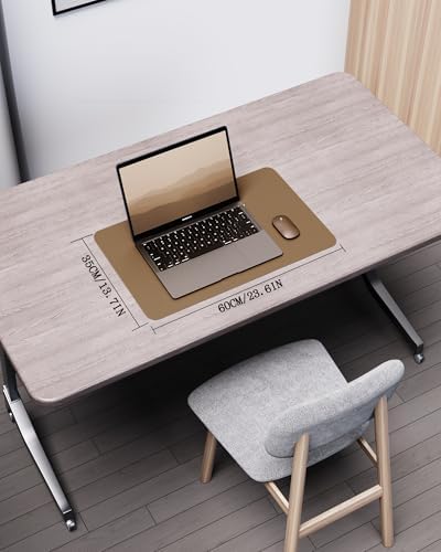 YSAGi Double-Sided Desk Pad, Leather Desk Mat, Eco Cork Desk Pad Protector, Large Mouse Pad for Desk, Waterproof Desk Blotter Pad, Desk Writing Pad for Office Work/Home(23.6"x13.7",Khaki+Cork) - Image 2