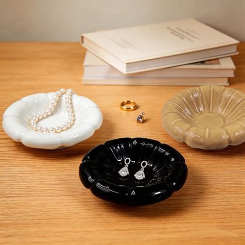 Ceramic Jewelry Tray,Nightstand Ring Holder Dish& Bathroom Jewlery Plate Bowl,Small Trinket Dish Tray for Friends, Mother, Sister (Brown-A) - Image 6