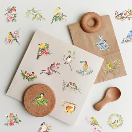 50Pcs Vintage Stickers,Waterproof Transparent PET Aesthetic Decorative Sticker Scrapbooking Supplies for Adult Card Making Letters Planner Journaling Junk Journal DIY Water Bottles Art Craft,Bird - Image 5