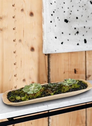 Serene Spaces Living Rectangular Natural Wood Tray – Elegant Centerpiece & Versatile Organizer for Home, Office, Event Decor, 16" Long & 6" Wide, Pack of 8 - Image 3