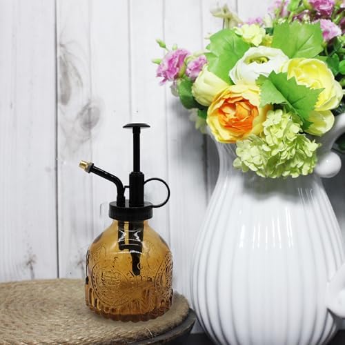 Glass Plant Mister Spray Bottle, 200ML Vintage Plant Spritzer, Succulent Watering Bottle Glass with Top Pump, Small Plants Sprayer Watering Can for Indoor Outdoor House(All Brown) - Image 4