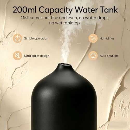 Ceramic 200ml Essential Oil Diffuser Timer 7 Soft Mood LED Lights - Image 6