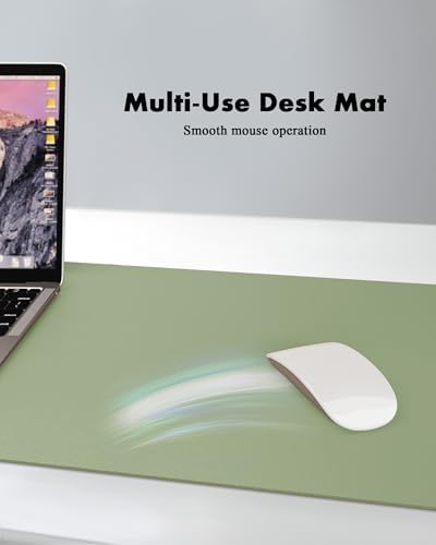 YSAGi Double-Sided Desk Pad, 35.4"x17"Leather Desk Mat, Eco Cork Desk Pad Protector,Large Mouse Pad,Waterproof Desk Blotter for Office/Home(Bamboo Green) - Image 3