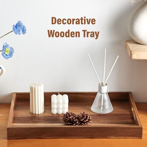 Wood Serving Tray with Handles, 16.9 Inch Coffee Table Tray - Image 7