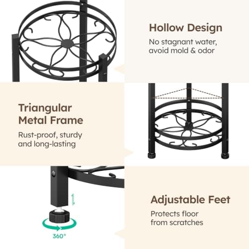 Homsorout 2 Tier Plant Stand Indoor Outdoor for Corner, Black - Image 4
