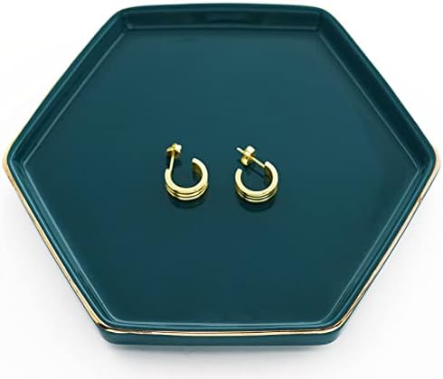 HANKOR 4.7 inch Ceramic Jewelry Dish Tray, Small Ring Holder Dish, Green Catch All Trinket Tray for Keys Rings Earrings by HANKOR