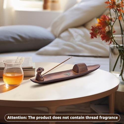 Incense Holder with 2 Holes, 10" Length Ceramic Incense Stick Holder Minimalist Ash Cather Tray Indoor Decoration for Home Office Room Yoga (Coffee) - Image 6