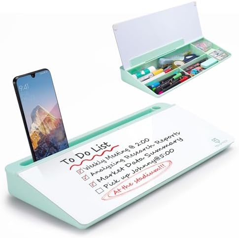 TSJ OFFICE Desktop Whiteboard Dry-Erase-Board - Computer Keyboard Stand White Board Surface Pad with Drawer, Desk Organizers with Accessories for Office, Home, School Supplies - Green by TSJOFFICE-WipeCleanThinkGreenWorkSmart