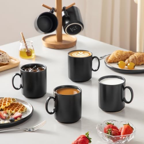vancasso Porcelain Coffee Mugs Set of 6, 12 Oz Black Coffee Cups for Latte, Cappuccino, Tea & Hot Cocoa, Sleek Modern Café Style for Home, Office & Coffee Bar, Microwave & Dishwasher Safe - Image 6