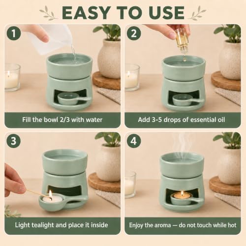 Bighan Tea Light Candle Holder Ceramic Oil Burner Tealight Wax Warmer - Image 6