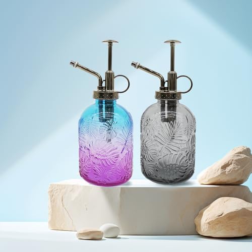 Glass Plant Mister Spray Bottle, 350ML Vintage Plant Spritzer, Succulent Watering Bottle Glass with Top Pump, Small Plants Sprayer Watering Can for Indoor (Gray) - Image 6