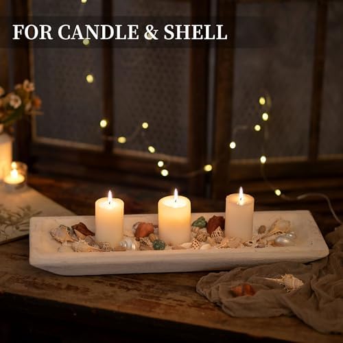 Hanobe Large Decorative Bowl for Coffee Table Entryway Decor, Rustic White - Image 2