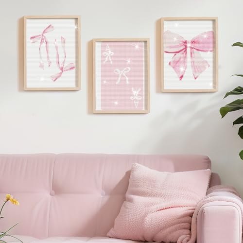Chunful 6 Pcs Pink Bow Diamond Art Kits for Adults, 10 x 11.8'' - Image 4