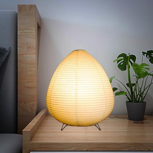 Small Table Lamp, Cute Paper Lamp, Ambient Lighting Lamp, Cozy Bedside Lamp, Minimalist Warm Glow Light for Bedroom Living Room Kids Room Dorm (White, 12.6"x11.02"x11.02") - Image 4