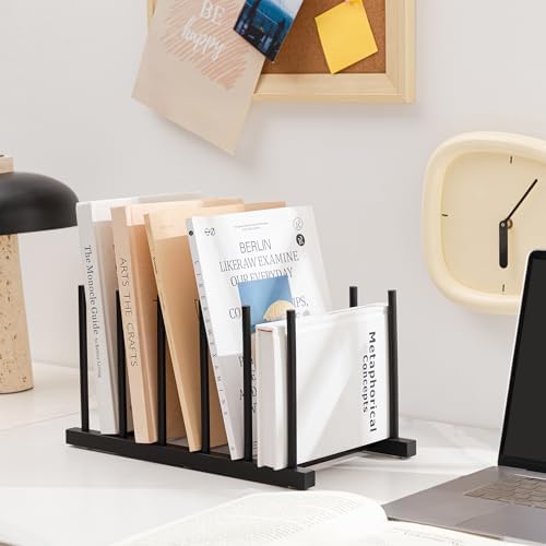 HBlife Desk File Organizer 1 Pack Bamboo 5 Section Vertical File Sorter - Image 6