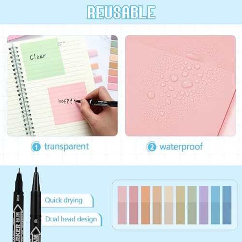 Jutom 39 Pcs Aesthetic Book Annotation Kit,Blue,Kawaii Style - Image 6