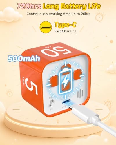 Digital Pomodoro Timer Cube 5/10/25/50min Preset, Silent & Sound Alarm - Image 6