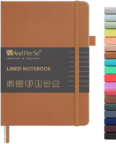 &And Per Se Lined Journal Notebook, 160 Pages, A5 5.7 x 8 inches College Ruled Thick Paper Notebook Journals for Writing, Hardcover Notebooks for Women Men Office School (1 Pack, Light Brown) by AndPerSe