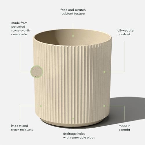 Veradek Round Demi Planter Pots for Indoor/Outdoor Garden Use, Made from Plastic-Concrete Mix with Drainage Holes, Perfect for Small to Large Succulent Plants, Flowers, Modern Interior Plants - Image 2