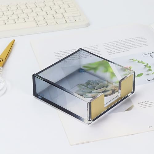 MultiBey Gradient Acrylic Sticky Note Holder Clear Post Memo Pad Dispenser - Image 3
