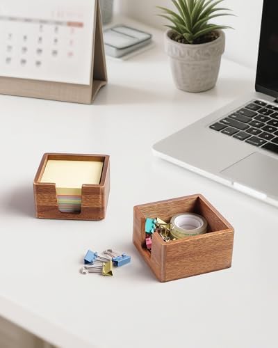 Acacia Wood Sticky Note Holder, Post It Note Dispenser for Office Desk, 3x3 Sticky Notes Organizer, Wooden Memo Pad Holder for Desk Home Accessories, No Pads Included (Sticky Note Holder) - Image 5