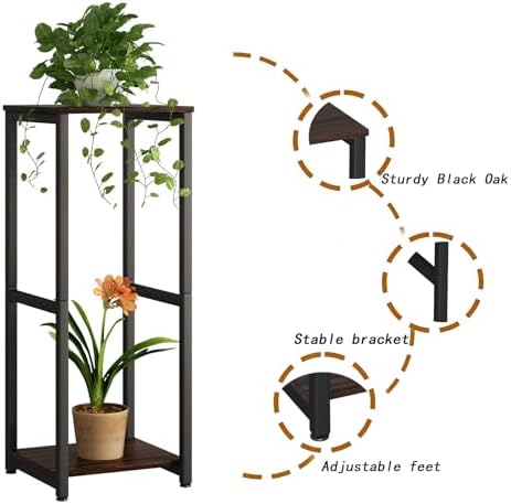 2 Tier Plant Stand Indoor Corner Tall Square Shape Plant Shelf - Image 5