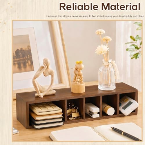 Jetec Wooden Pencil Pen Holder for Desk, Walnut, 6 Compartments - Image 4