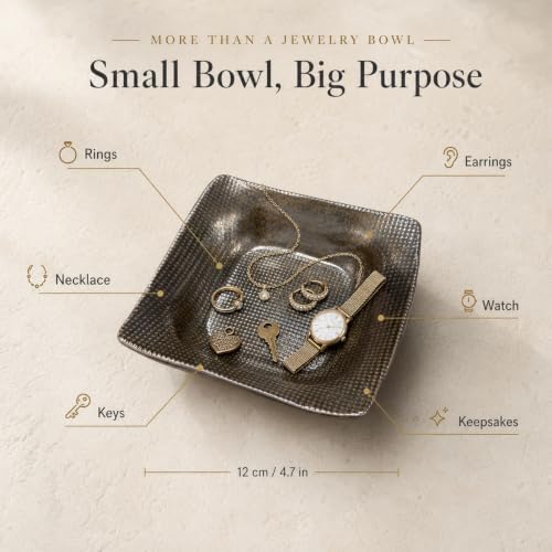 Jewelry Dish, Gold Ceramic Deep Square Ring Tray - Image 6