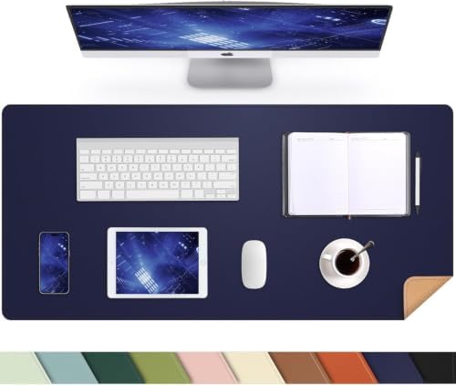 AFIING Desk Mat, Blue, 31.5" x 17", Cork Desk Pad Protector by AFIING