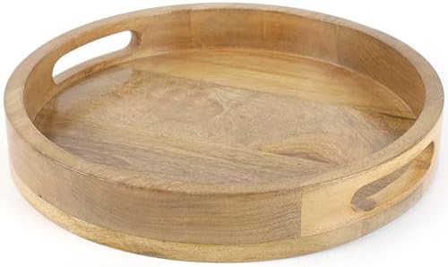 CLEENTABLE Round Wood Serving Tray, 12 in, Natural by CLEENTABLE